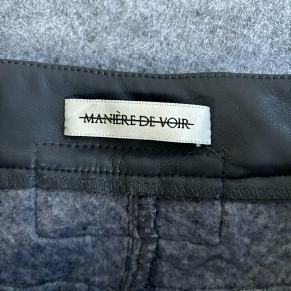 Manier De Voir Womens Knit Straight Leg Pants US 10 Blue Ribbed Tapered 760 - Picture 4 of 16